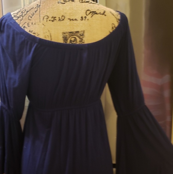 Elan, Navy Bl Dress w/ Gorg. Bell Slvs, S - Picture 4 of 8